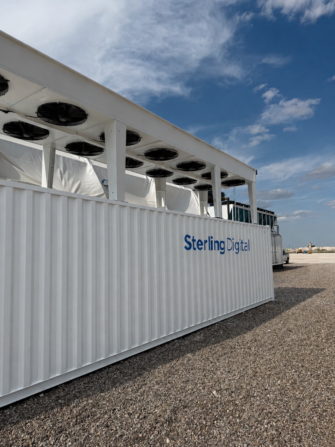 Sterling Digital branded modular cooling unit at the West Texas site