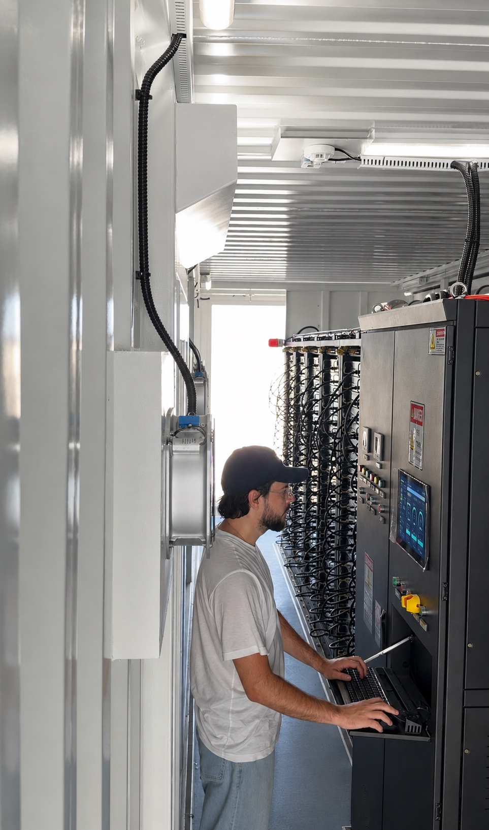 Site operator monitoring the modular computing system